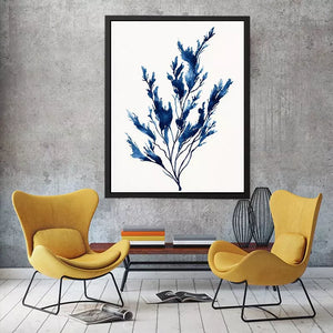 minimal blue botanical watercolor leaf modern neutral Canvas Print canvas