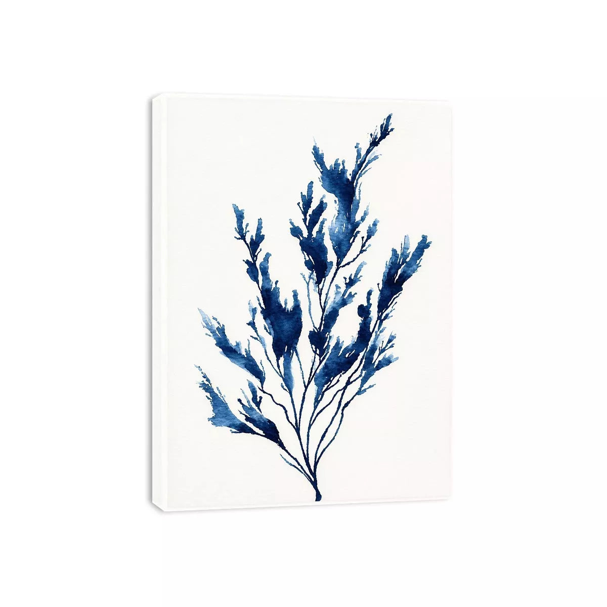 minimal blue botanical watercolor leaf modern neutral Canvas Print canvas