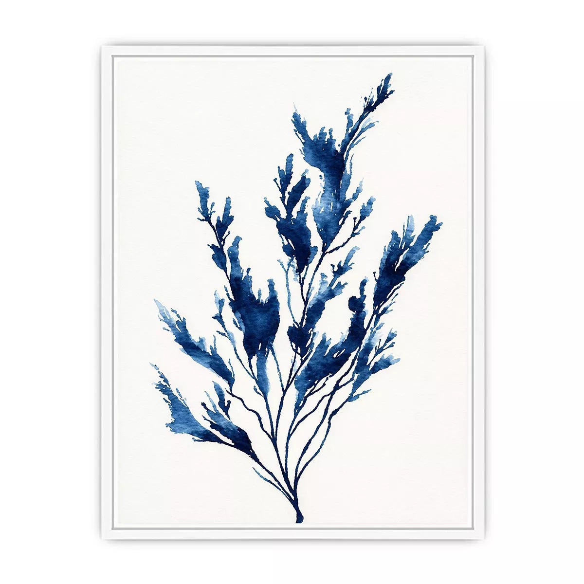 minimal blue botanical watercolor leaf modern neutral Canvas Print canvas