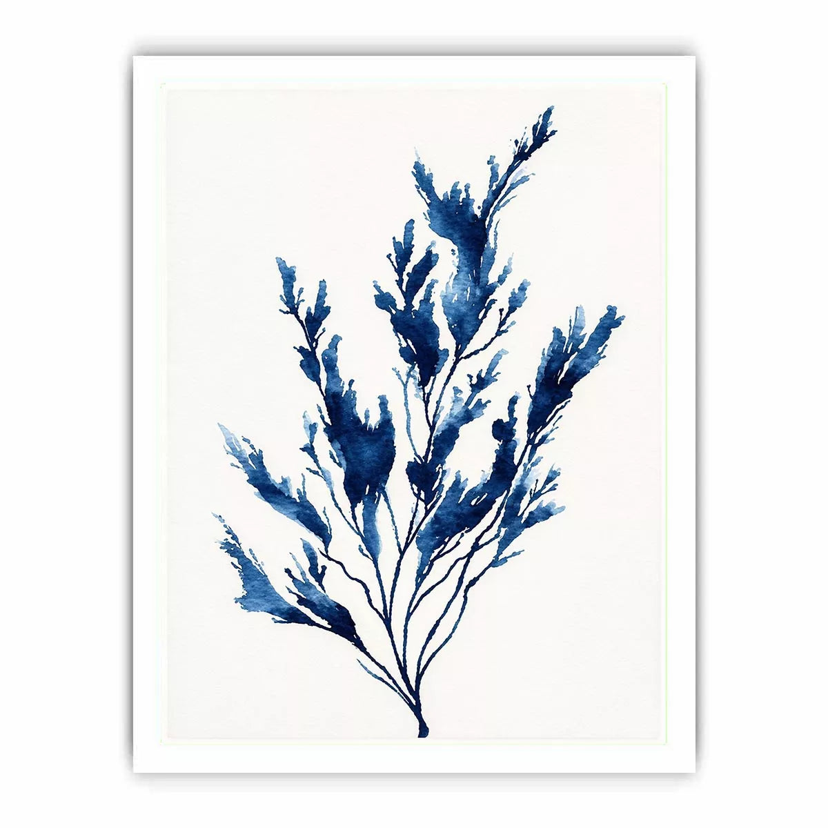 minimal blue botanical watercolor leaf modern neutral Canvas Print canvas