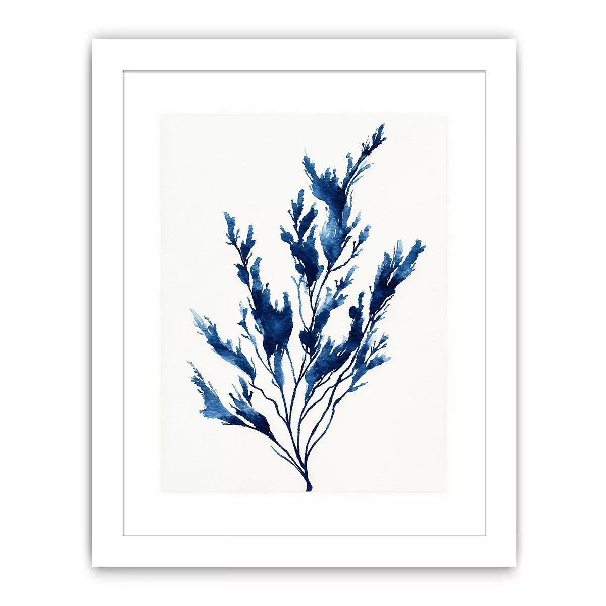 minimal blue botanical watercolor leaf modern neutral Canvas Print canvas