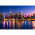 modern city skyline night reflection Canvas Print colorful urban canvas