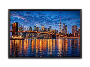 brooklyn bridge skyline night reflection Canvas Print modern city canvas