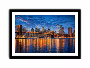 brooklyn bridge skyline night reflection Canvas Print modern city canvas