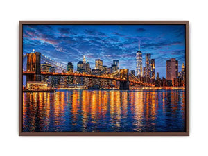 brooklyn bridge skyline night reflection Canvas Print modern city canvas
