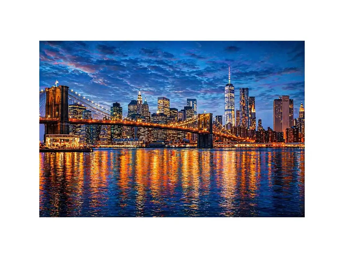 brooklyn bridge skyline night reflection Canvas Print modern city canvas