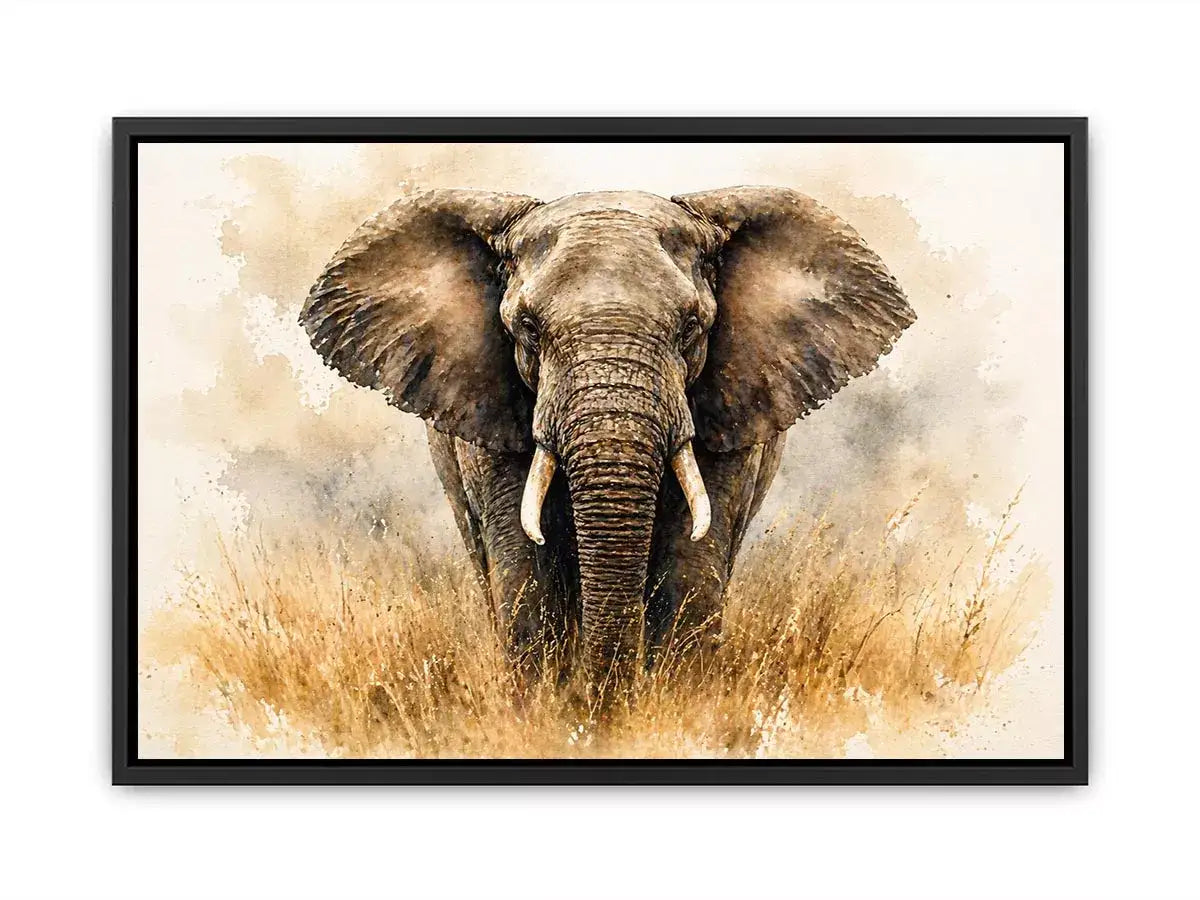 minimal elephant watercolor wildlife Canvas Print neutral safari canvas