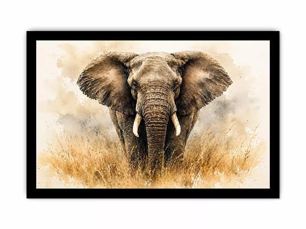 minimal elephant watercolor wildlife Canvas Print neutral safari canvas