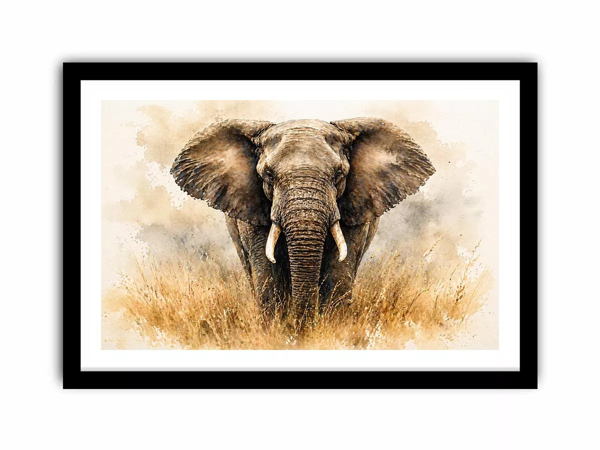 minimal elephant watercolor wildlife Canvas Print neutral safari canvas