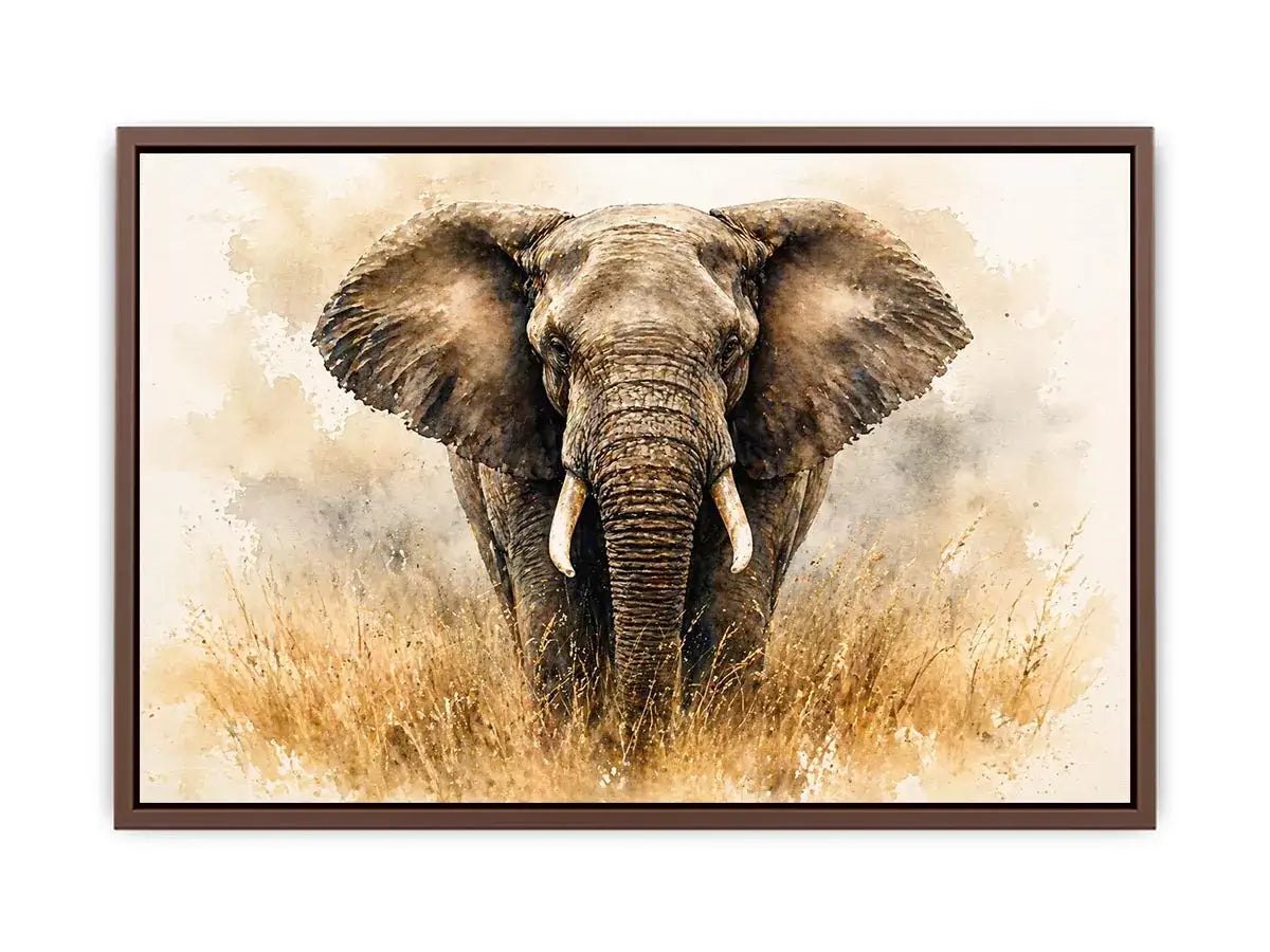 minimal elephant watercolor wildlife Canvas Print neutral safari canvas