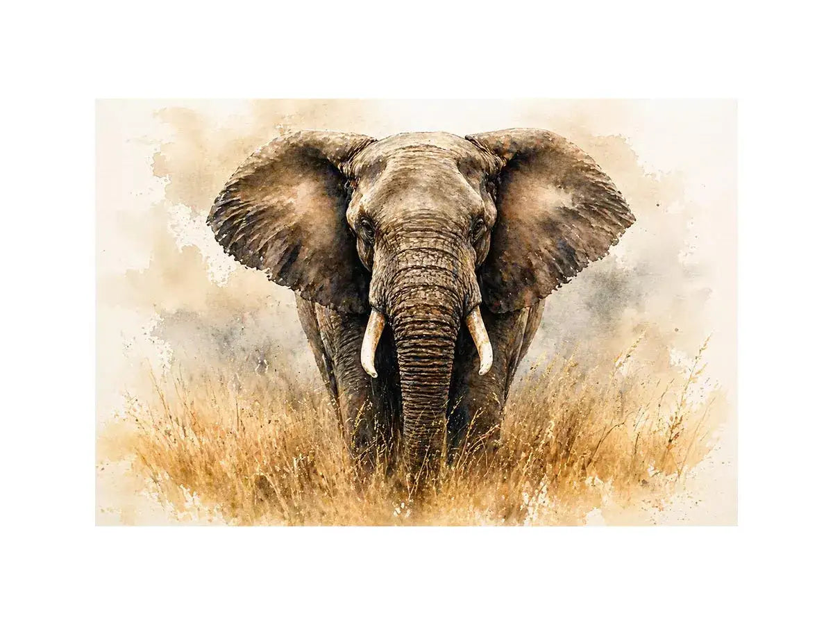 minimal elephant watercolor wildlife Canvas Print neutral safari canvas