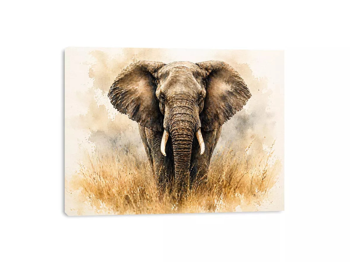minimal elephant watercolor wildlife Canvas Print neutral safari canvas