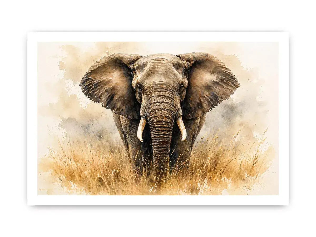 minimal elephant watercolor wildlife Canvas Print neutral safari canvas