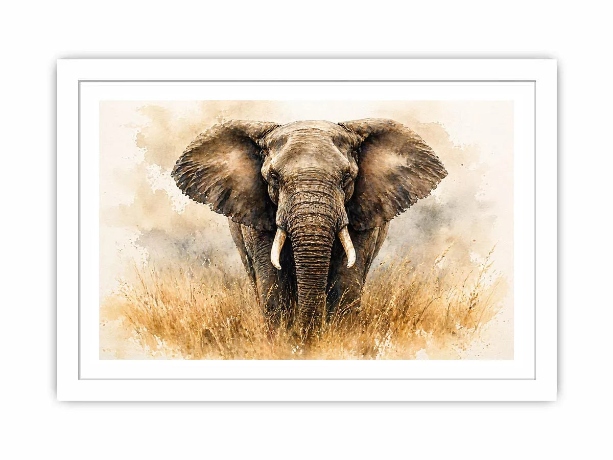 minimal elephant watercolor wildlife Canvas Print neutral safari canvas