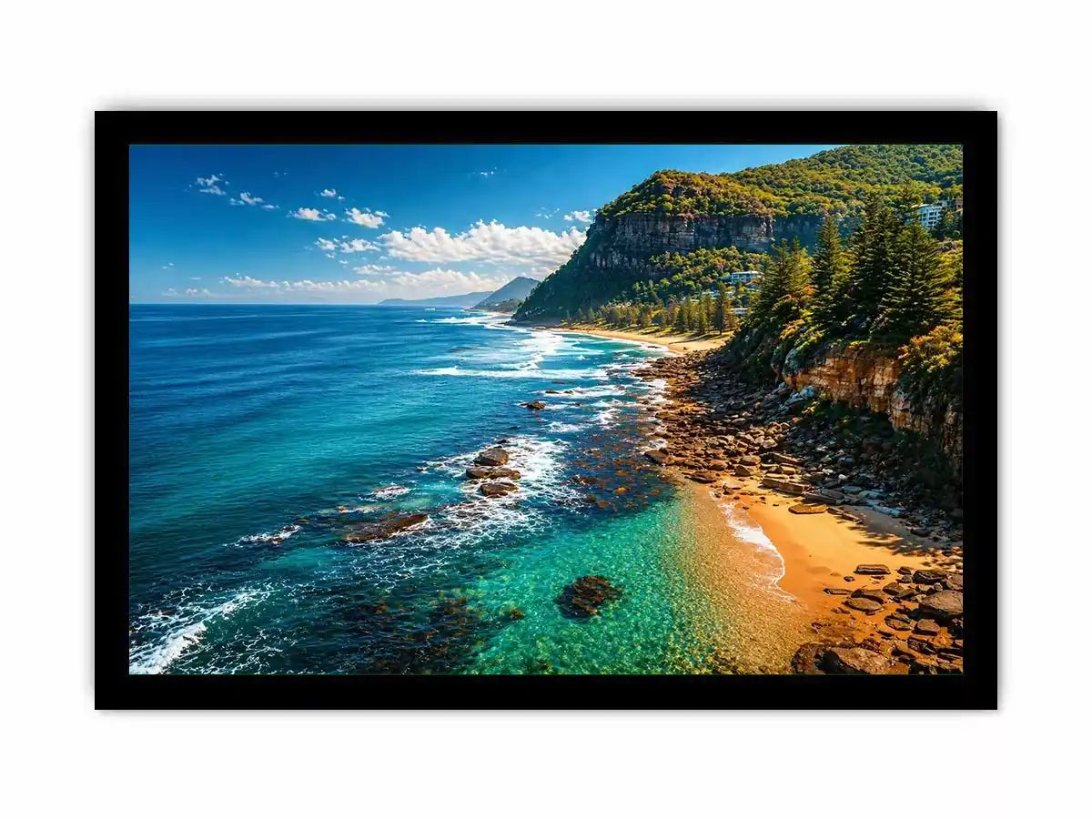 coastal cliff ocean beach landscape Canvas Print blue sea canvas