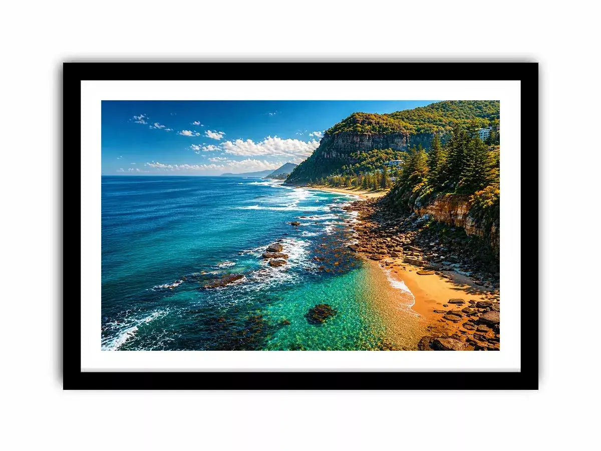 coastal cliff ocean beach landscape Canvas Print blue sea canvas