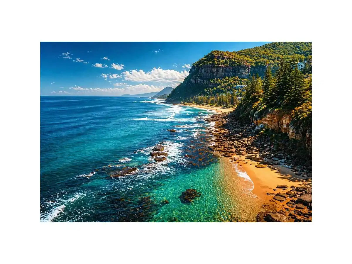 coastal cliff ocean beach landscape Canvas Print blue sea canvas
