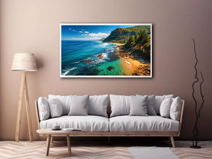 coastal cliff ocean beach landscape Canvas Print blue sea canvas