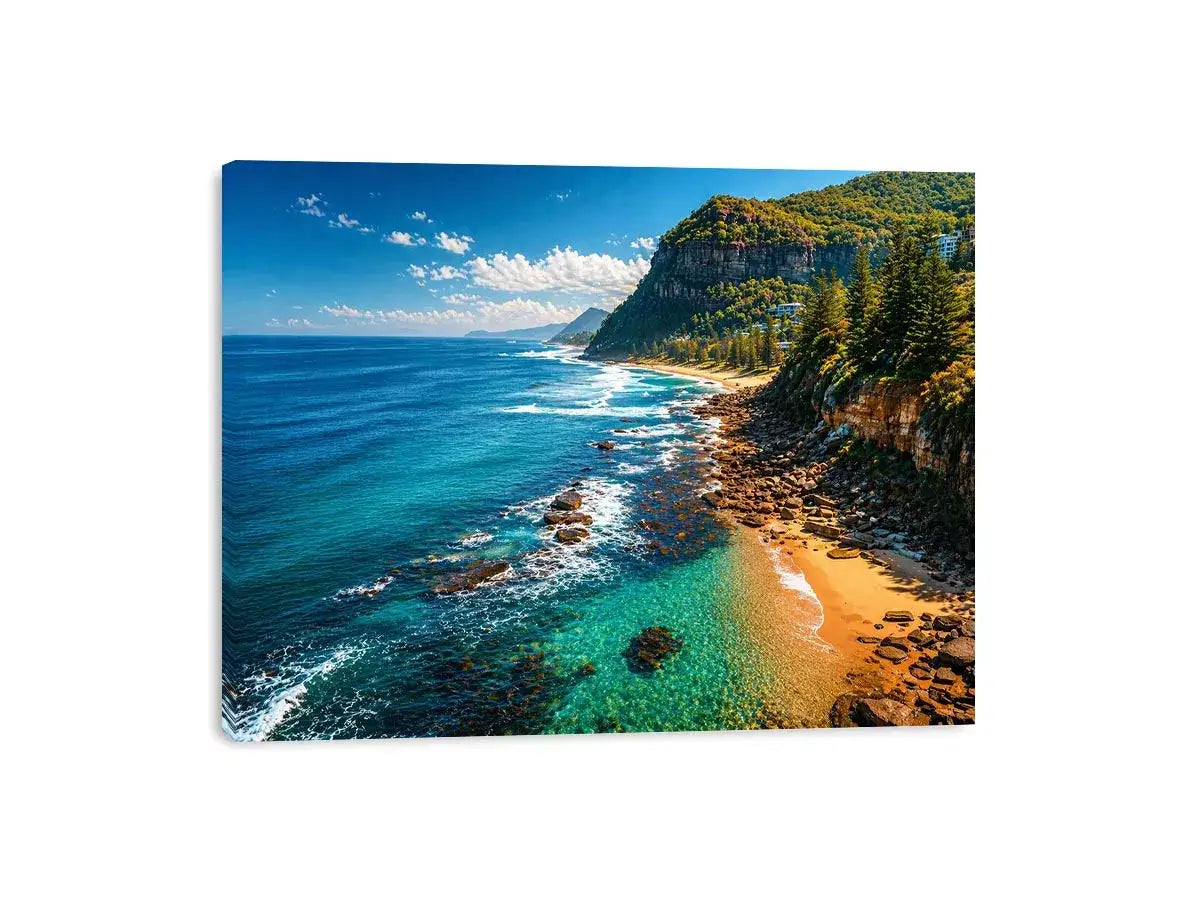 coastal cliff ocean beach landscape Canvas Print blue sea canvas
