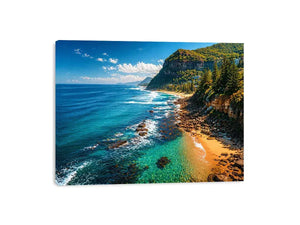 coastal cliff ocean beach landscape Canvas Print blue sea canvas