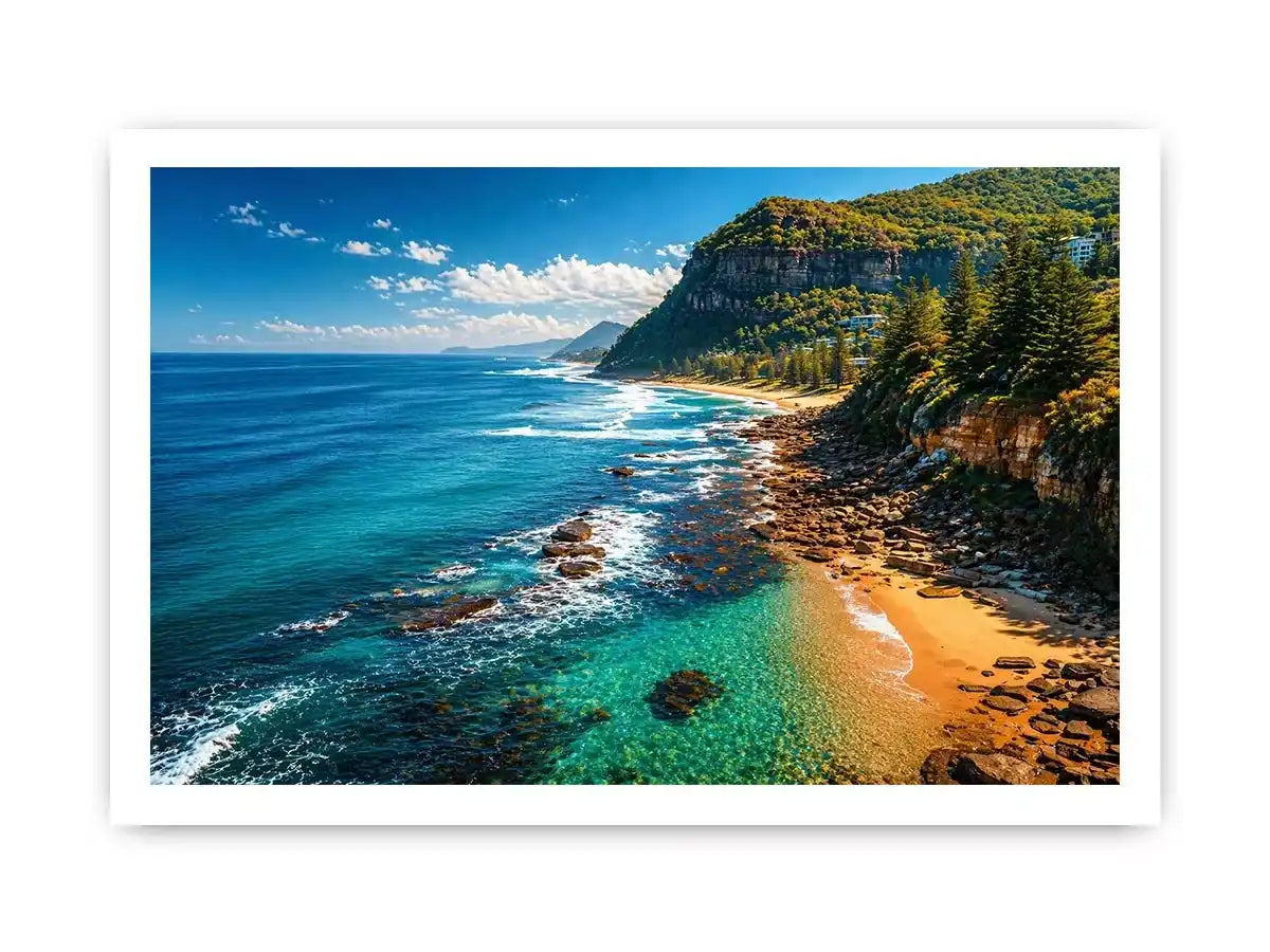 coastal cliff ocean beach landscape Canvas Print blue sea canvas