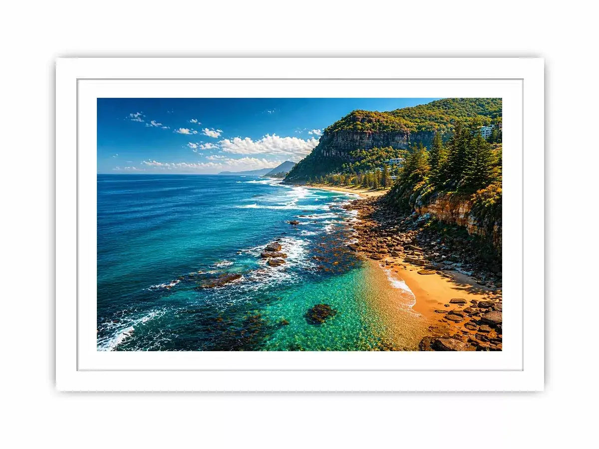 coastal cliff ocean beach landscape Canvas Print blue sea canvas