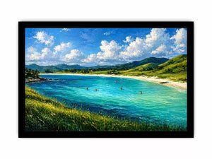 impressionist coastal lagoon turquoise water landscape Canvas Print canvas