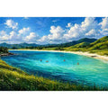 impressionist coastal lagoon turquoise water landscape Canvas Print canvas
