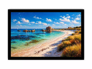 impressionist coastal beach ocean turquoise water Canvas Print canvas