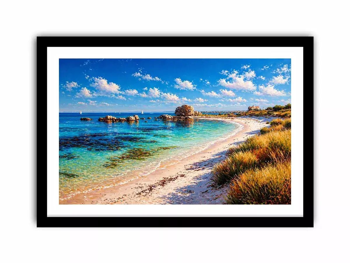 impressionist coastal beach ocean turquoise water Canvas Print canvas