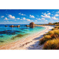 impressionist coastal beach ocean turquoise water Canvas Print canvas