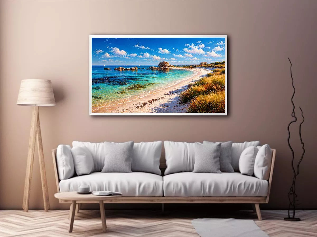 impressionist coastal beach ocean turquoise water Canvas Print canvas