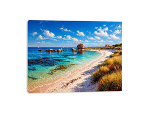 impressionist coastal beach ocean turquoise water Canvas Print canvas