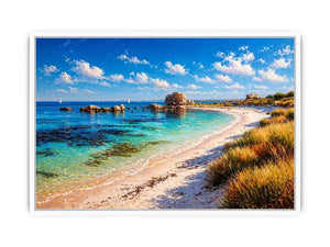 impressionist coastal beach ocean turquoise water Canvas Print canvas