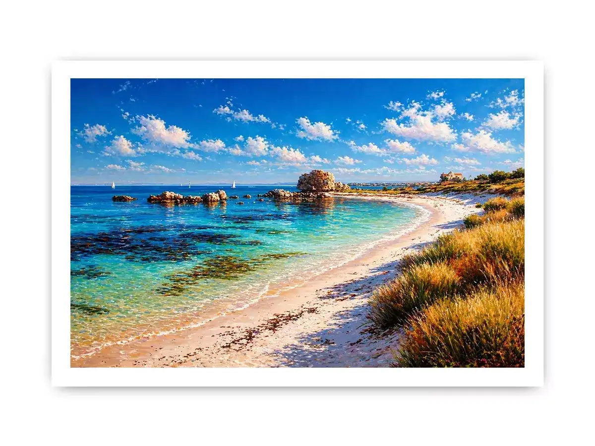 impressionist coastal beach ocean turquoise water Canvas Print canvas