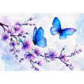 watercolor butterfly floral blossom Canvas Print blue purple canvas