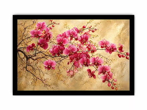 pink orchid floral Canvas Print textured elegant botanical canvas