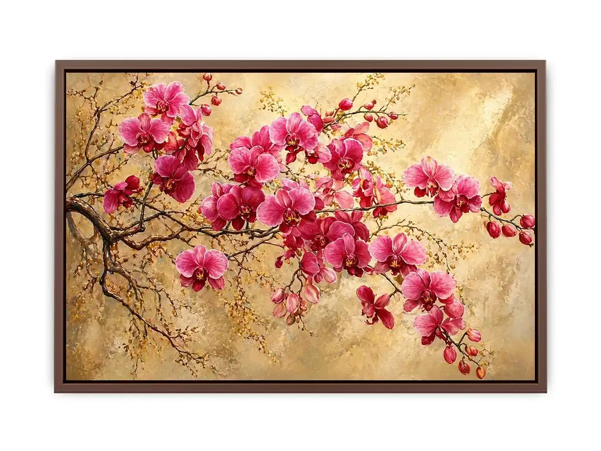 pink orchid floral Canvas Print textured elegant botanical canvas