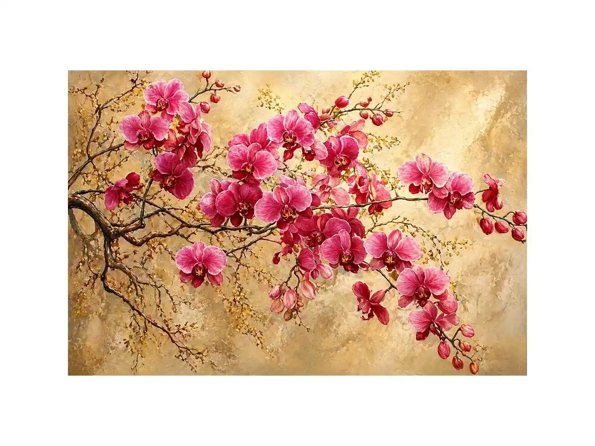 pink orchid floral Canvas Print textured elegant botanical canvas