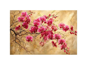 pink orchid floral Canvas Print textured elegant botanical canvas