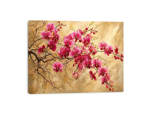 pink orchid floral Canvas Print textured elegant botanical canvas
