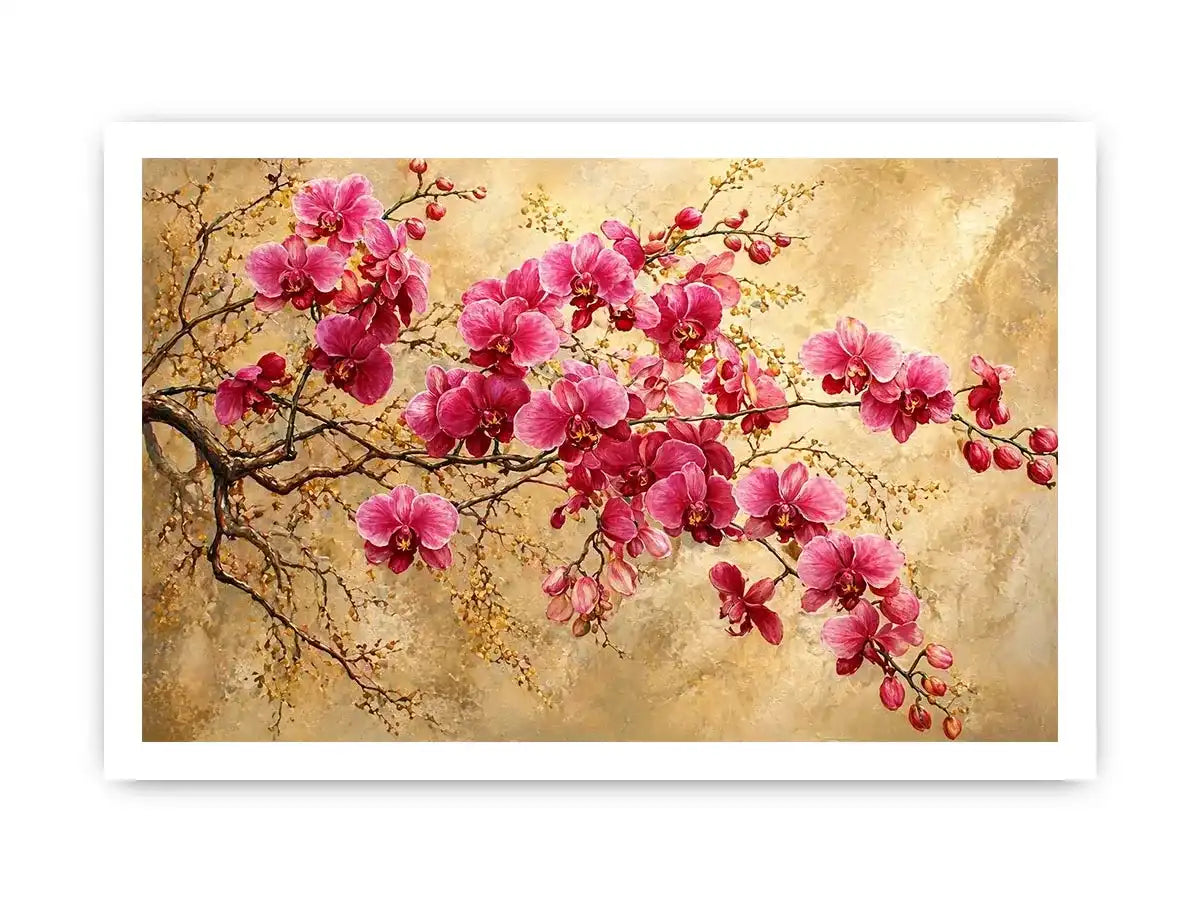 pink orchid floral Canvas Print textured elegant botanical canvas