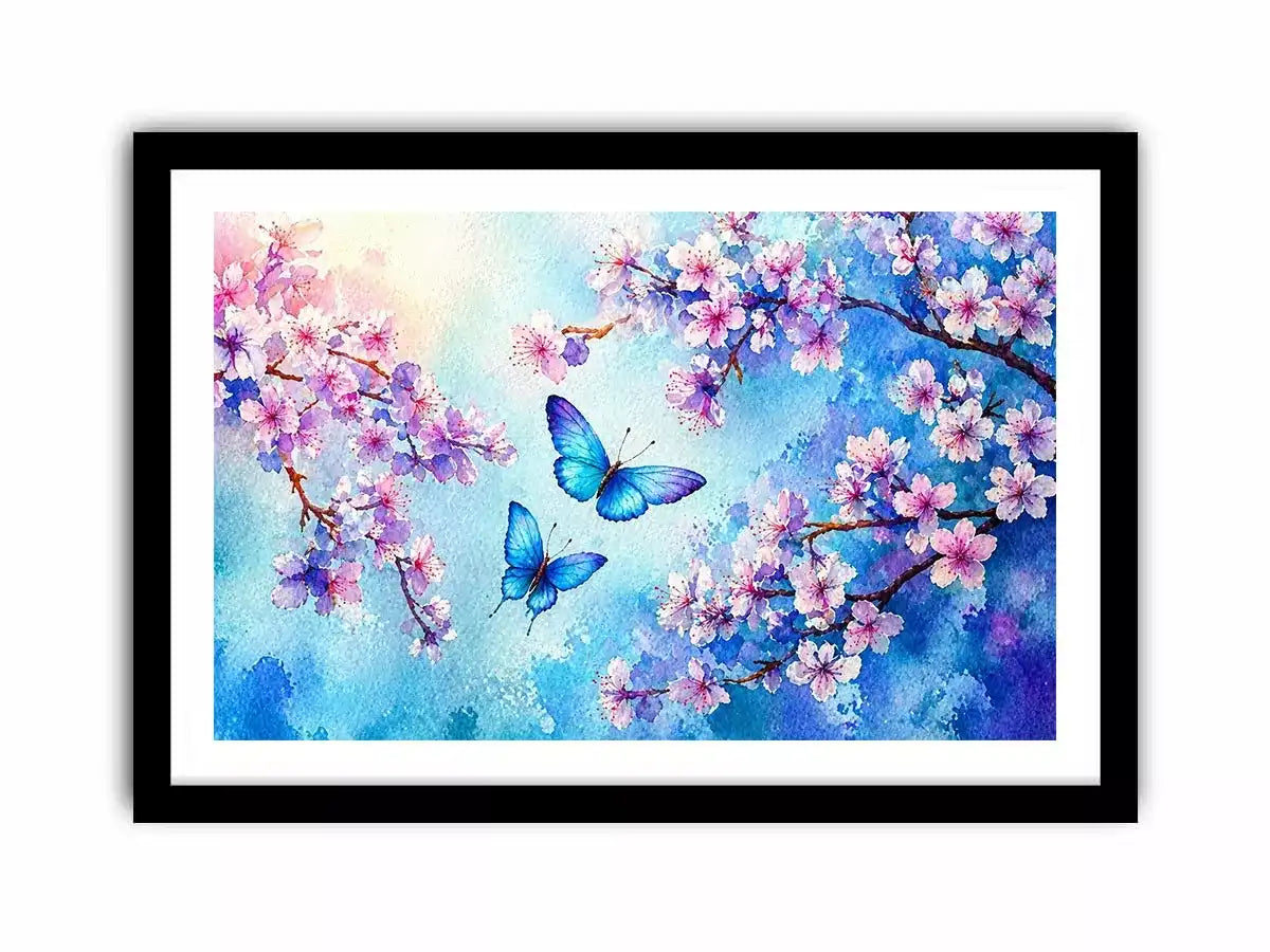 watercolor butterfly floral blossom blue pastel Canvas Print canvas
