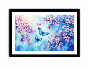 watercolor butterfly floral blossom blue pastel Canvas Print canvas