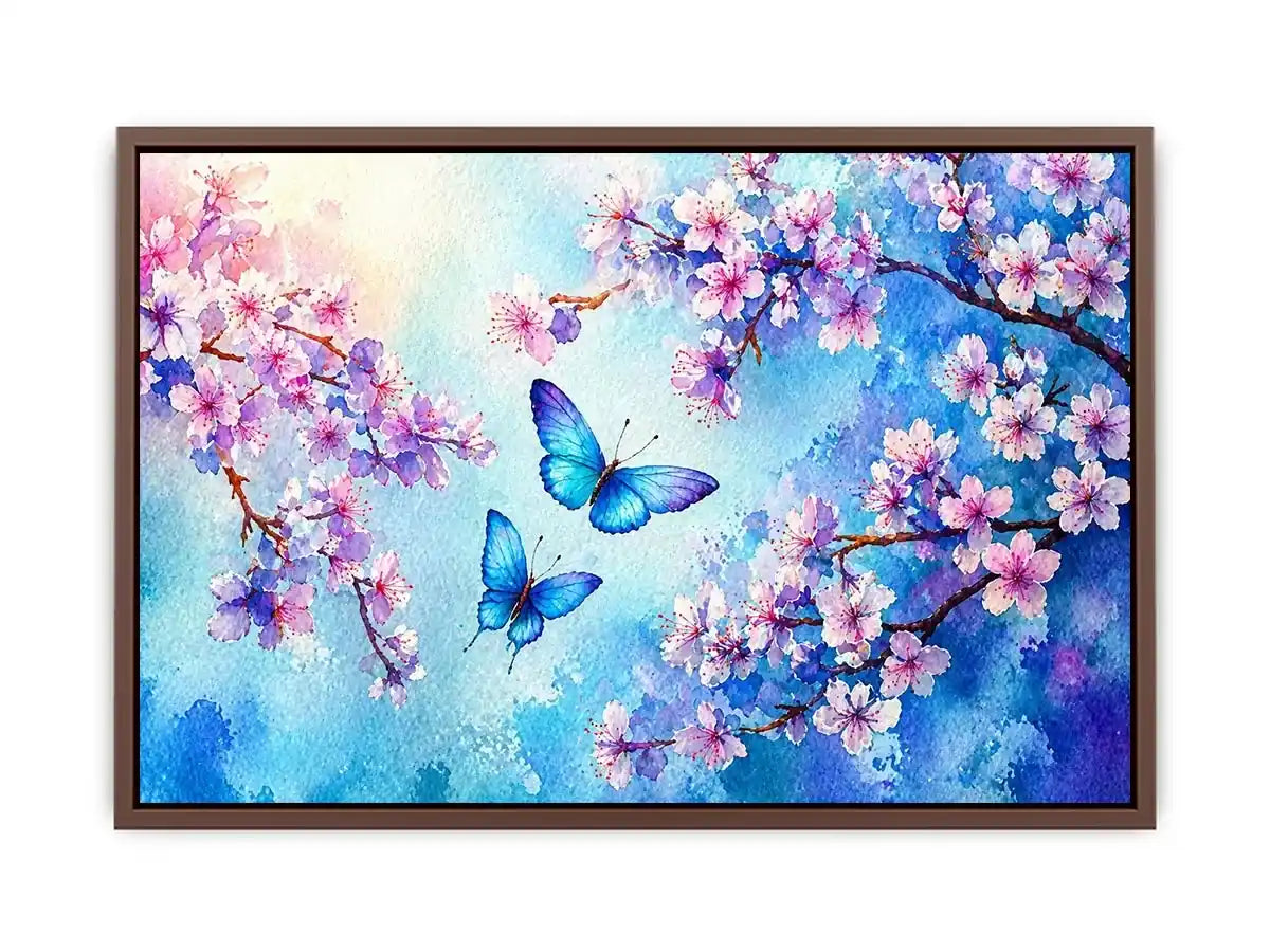 watercolor butterfly floral blossom blue pastel Canvas Print canvas
