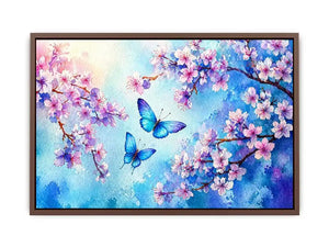 watercolor butterfly floral blossom blue pastel Canvas Print canvas