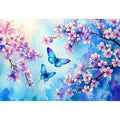 watercolor butterfly floral blossom blue pastel Canvas Print canvas