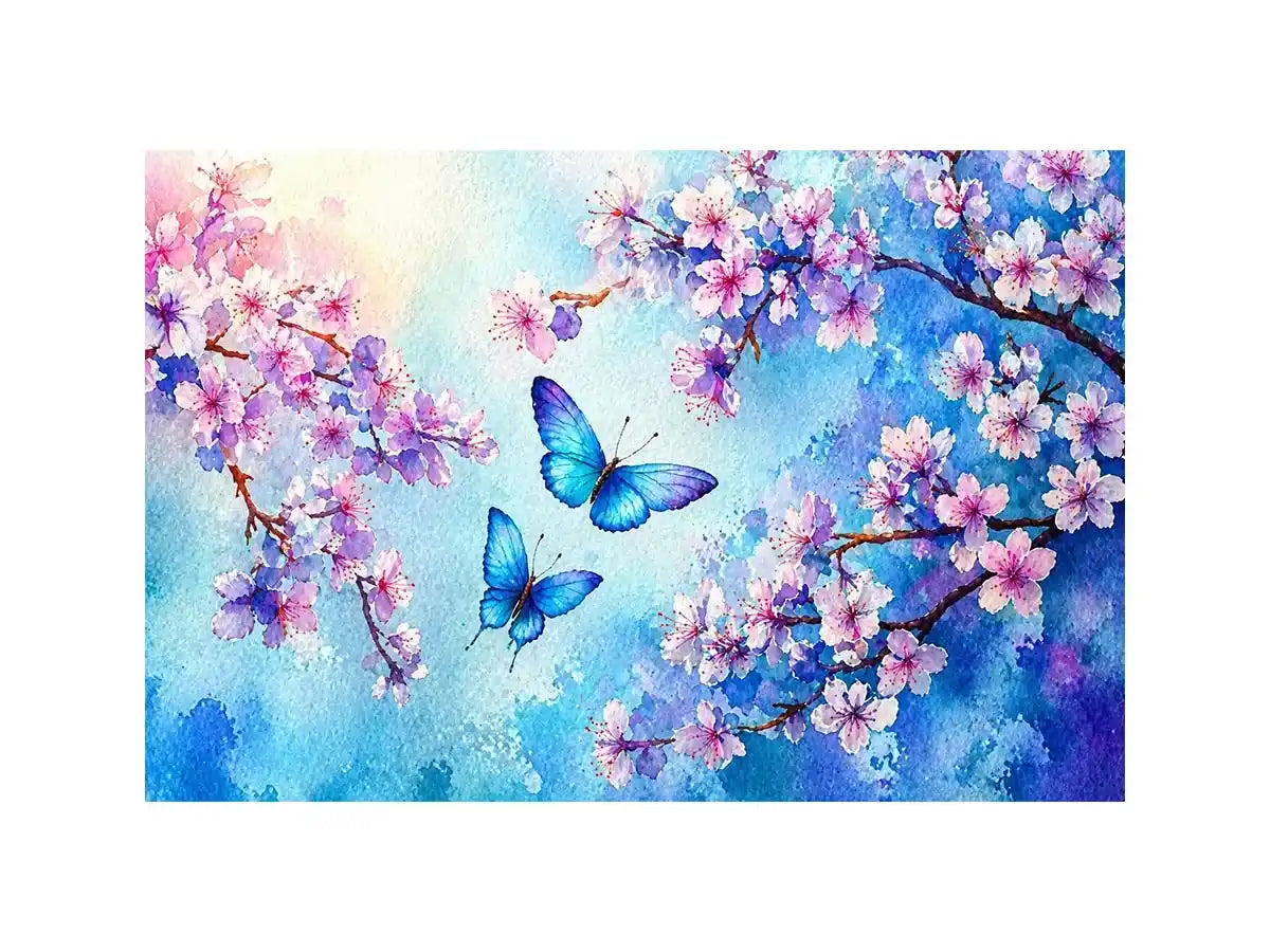 watercolor butterfly floral blossom blue pastel Canvas Print canvas