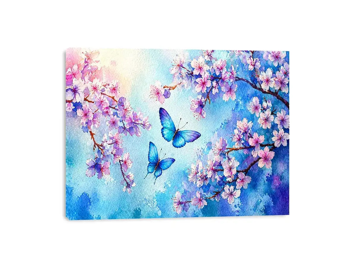 watercolor butterfly floral blossom blue pastel Canvas Print canvas