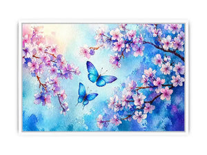 watercolor butterfly floral blossom blue pastel Canvas Print canvas